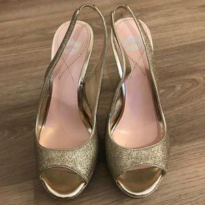 Gold glitter platform sandals slingback